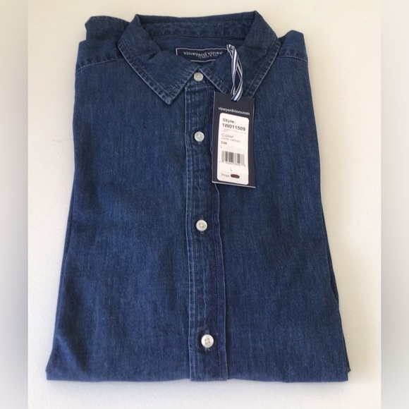 New Vineyard Vines Mens Chambray Cotton Spread Collar Button Up LS Shirt… - Picture 7 of 8
